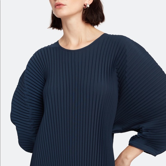 NWT Stylein Isadora Pleated Midi Dress-Navy Blue - Picture 3 of 6